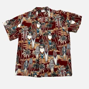 Aloha Republic Men’s Hawaiian Shirt Surfboards/Palm Trees Size XL.  U.S.A.